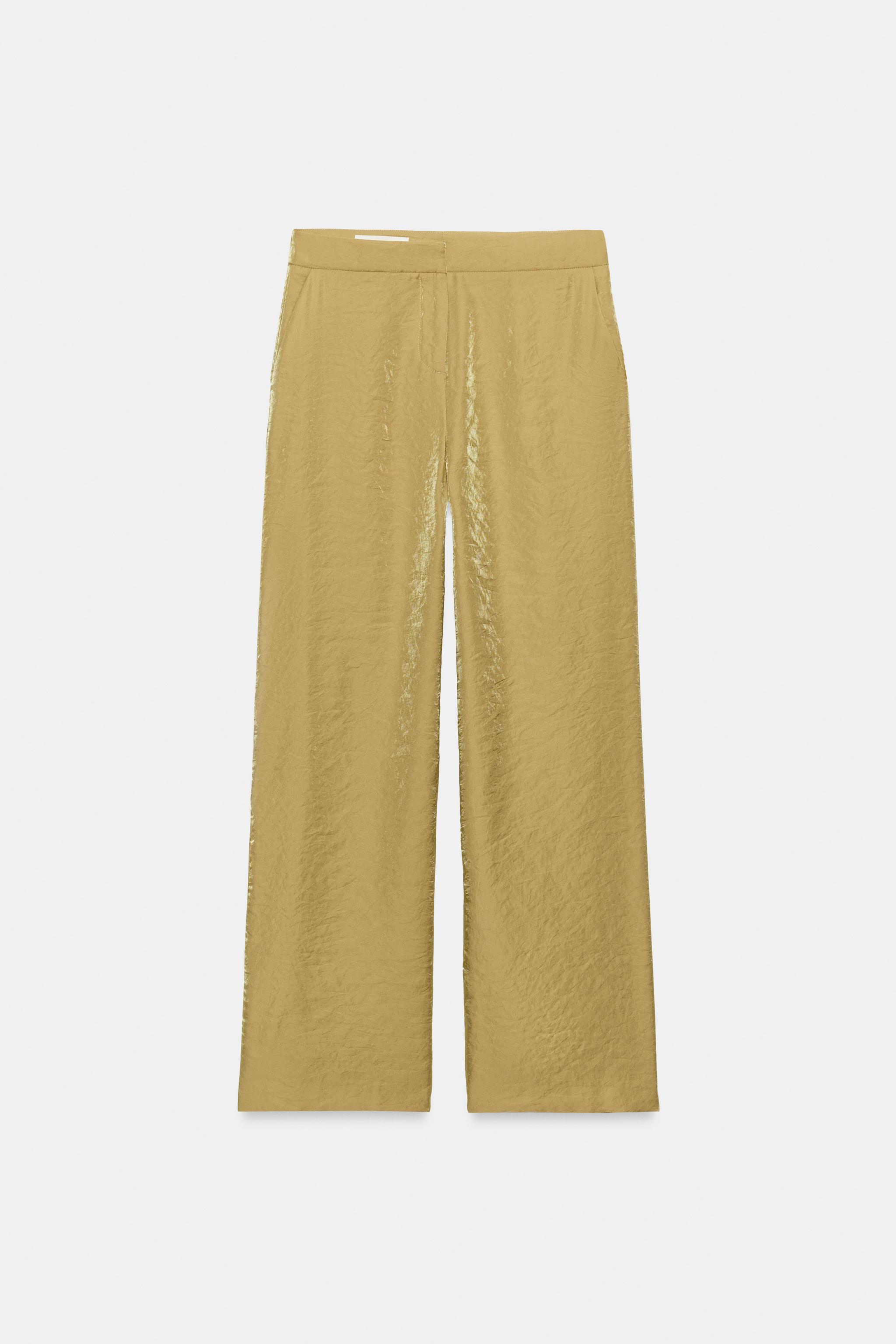 WRINKLE-LOOK STRAIGHT PANTS